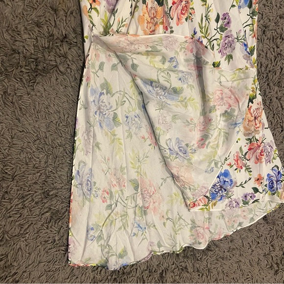 Alice + Olivia NEW Harmony Floral Drapey Side Slit Slip Dress In Gardenia Sz 10 - Picture 15 of 16